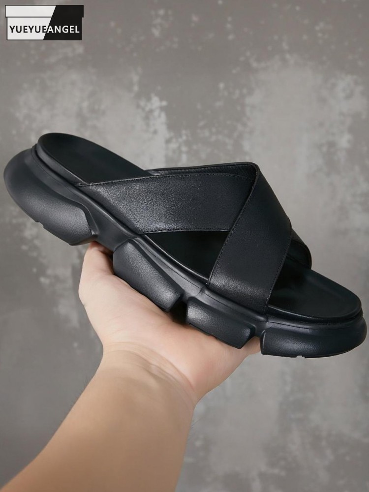 Men Shoes Size Chart - Модные мужские однотонные тапочки из воловьей