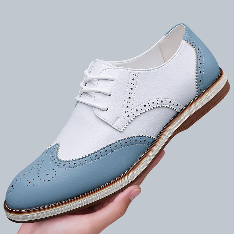 Men'S Shoes Brogues - Мужские белые и синие двухцветные туфли-оксфорды