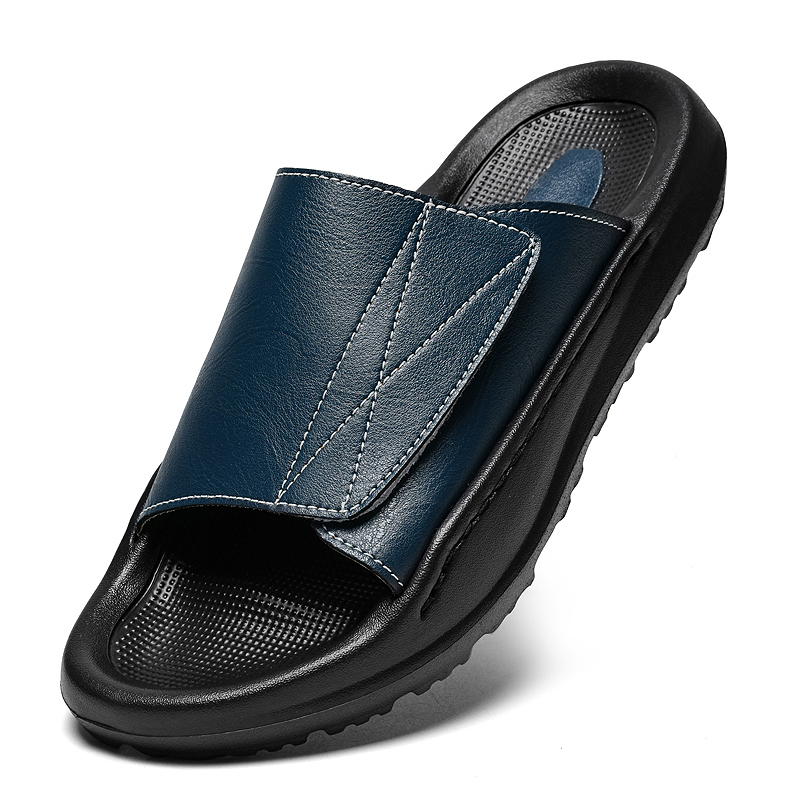 Мужские кожаные шлепанцы Easy- – обзор и цена Men Shoes Velcro