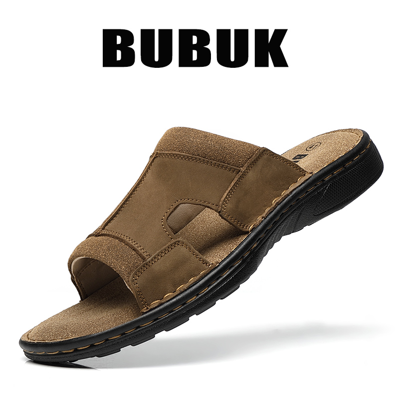 Мужские кожаные тапочки Bubuk  – обзор и цена Men Shoes Velcro