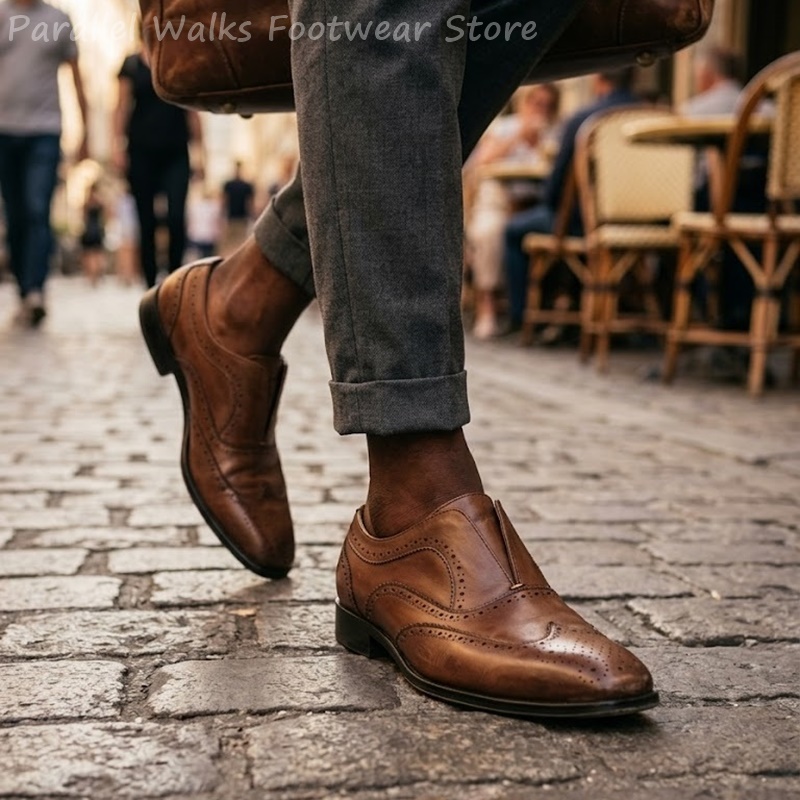 Мужские коричневые кожаные туф – обзор и цена Men'S Shoes Brogues